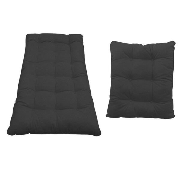 Kit Almofadas Para Poltrona E Puff Costela Corano Preto - Ama