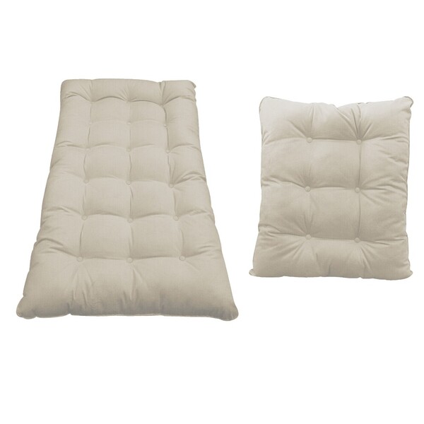 Kit Almofadas Para Poltrona E Puff Costela Linho Bege - Amare
