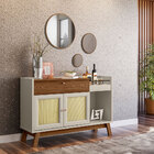 Kit Aparador 02 Portas 01 Gaveta Lucca Com Espelho Caribe Fre