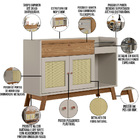 Kit Aparador 02 Portas 01 Gaveta Lucca Com Espelho Caribe Fre