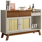 Kit Aparador Buffet 02 Portas Lucca Cristaleira 01 Gaveta Geó