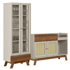 Kit Aparador Buffet 02 Portas Lucca Cristaleira 01 Gaveta Geó