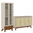 Kit Aparador Buffet 04 Portas Malena Com Cristaleira Geórgia