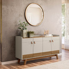 Kit Aparador Buffet 04 Portas Mason Com Espelho Adnet Freijó