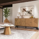 Kit Aparador Buffet 04 Portas Messina Com Mesa De Centro Ferr