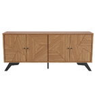 Kit Aparador Buffet 04 Portas Messina Com Mesa De Centro Ferr