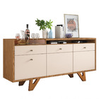 Kit Aparador Buffet 2 Portas Valentim Com Espelho Caribe Frei