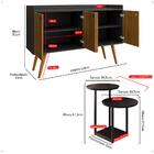 Kit Aparador Buffet Dallas Cantinho Café Mesa Apoio Lateral L