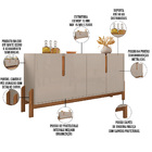 Kit Aparador Buffet Para Sala De Estar Lizz E Espelho Caribe