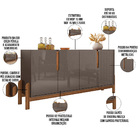 Kit Aparador Buffet Para Sala De Estar Lizz Espelho Adnet 54c