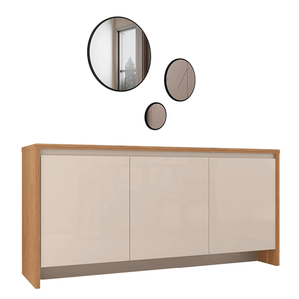 Kit Aparador Buffet Para Sala De Estar Madrid E Espelho Carib