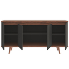 Kit Aparador Buffet Para Sala Estar Grace Com Espelho Caribe