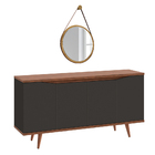 Kit Aparador Buffet Para Sala Grace Com Espelho Adnet 54cm Fr