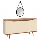 Kit Aparador Buffet Para Sala Grace Com Espelho Adnet 54cm Pr
