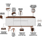 Kit Aparador Buffet Para Sala Veneza Com Espelho Adnet 54cm F