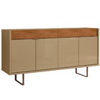 Kit Aparador Buffet Sala De Estar Berlim Com Espelho Caribe P