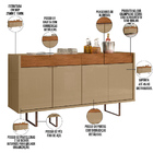 Kit Aparador Buffet Sala De Estar Berlim Com Espelho Caribe P