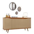 Kit Aparador Buffet Sala De Estar Grace Com Espelho Caribe Pr