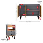 Kit Aparador Buffet Wood New 3 Portas E Mesa De Cabeceira Dre