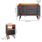 Kit Aparador Buffet Wood New Cinza 3 Portas E Mesa De Cabecei