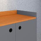 Kit Aparador Buffet Wood New Cinza 3 Portas E Mesa De Cabecei