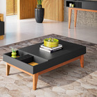 Kit Aparador Havana Mesa De Centro Nala Preto Carvalho E Espe