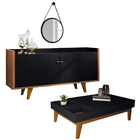 Kit Aparador Havana Mesa De Centro Nala Preto Carvalho E Espe