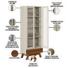 Kit Aparador Lauren Cristaleira Geórgia E Espelho Adnet Preto