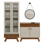 Kit Aparador Lauren Cristaleira Geórgia E Espelho Adnet Preto