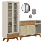 Kit Aparador Lucca Cristaleira Geórgia E Espelho Caribe Preto