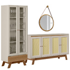 Kit Aparador Malena Cristaleira Geórgia E Espelho Adnet Freij