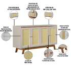 Kit Aparador Malena Cristaleira Geórgia E Espelho Caribe Pret