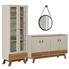 Kit Aparador Mason Com Cristaleira Geórgia E Espelho Adnet Pr