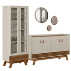 Kit Aparador Mason Cristaleira Geórgia E Espelho Caribe Freij