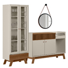 Kit Aparador Mateo Cristaleira Geórgia E Espelho Adnet Preto