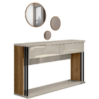 Kit Aparador Para Sala 02 Gavetas Amber Com Espelho Caribe Fr