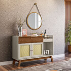 Kit Aparador Sala De Estar 01gaveta Lucca Com Espelho Adnet F