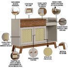 Kit Aparador Sala De Estar 01gaveta Lucca Com Espelho Adnet F