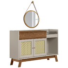 Kit Aparador Sala De Estar 01gaveta Lucca Com Espelho Adnet F
