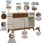 Kit Aparador Sala De Estar 02 Portas Mateo Com Espelho Adnet