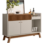 Kit Aparador Sala De Estar 02 Portas Mateo Com Espelho Caribe