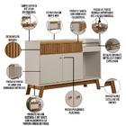 Kit Aparador Sala De Estar 02 Portas Mateo Espelho Caribe Pre