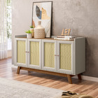 Kit Aparador Sala De Estar 04 Portas Malena E Espelho Adnet P