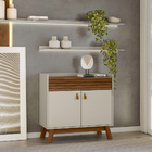 Kit Aparador Sala De Estar 2 Portas Lauren E Espelho Adnet Fr