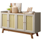 Kit Aparador Sala De Estar 4 Portas Malena E Espelho Adnet Fr