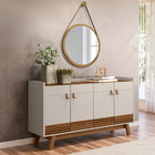 Kit Aparador Sala De Estar 4 Portas Mason Com Espelho Adnet F