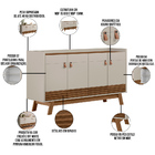 Kit Aparador Sala De Estar 4 Portas Mason Com Espelho Adnet F