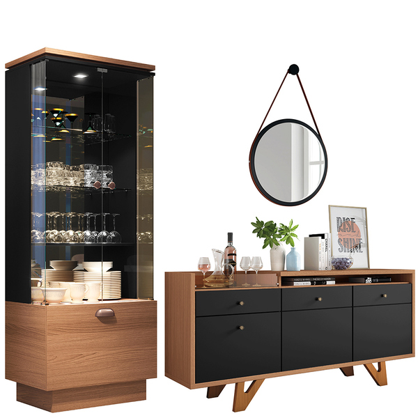 Kit Aparador Valentim B01 Com Espelho Adnet 54cm E Cristaleir