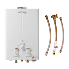 Aquecedor de Passagem a Gás GN 7,5 L/min Branco KO 07 Komeco + Flexíveis de Ligação 1/2"x1/2"