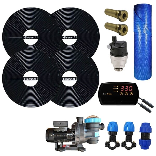 Kit Aquecedor Solar Piscina Girassol 16.000 L + Bomba + Capa